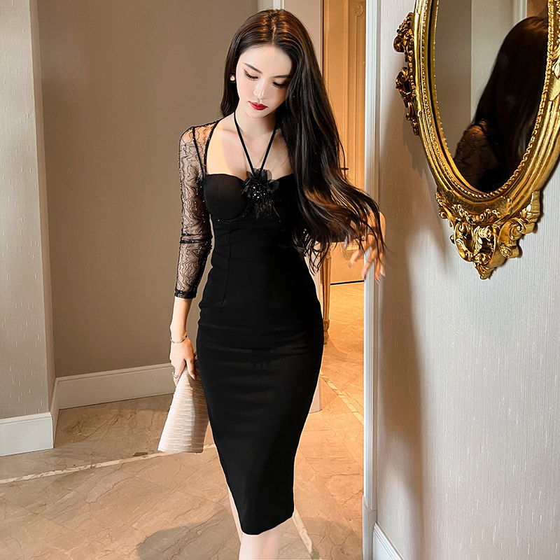 黑色性感纯欲风连衣裙