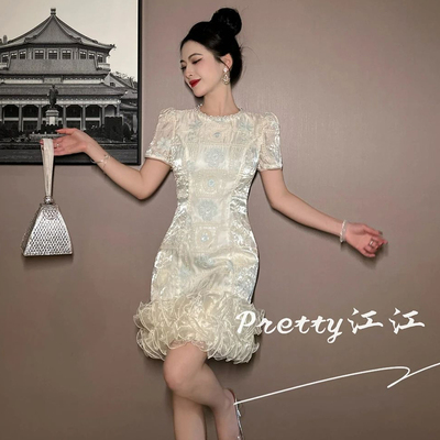 重工亮闪闪宴会连衣裙