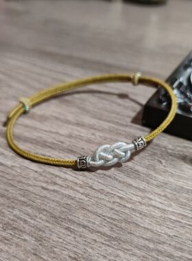 纯手工编织细款中国结可调节手链绳银饰转运珠女