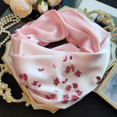 冬季 苏绣高端重磅双面真丝围巾刺绣100%桑蚕丝丝巾女杭州丝绸披肩