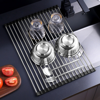 Silicone Kitchen Sink Dish Drying Rack retractable foldable