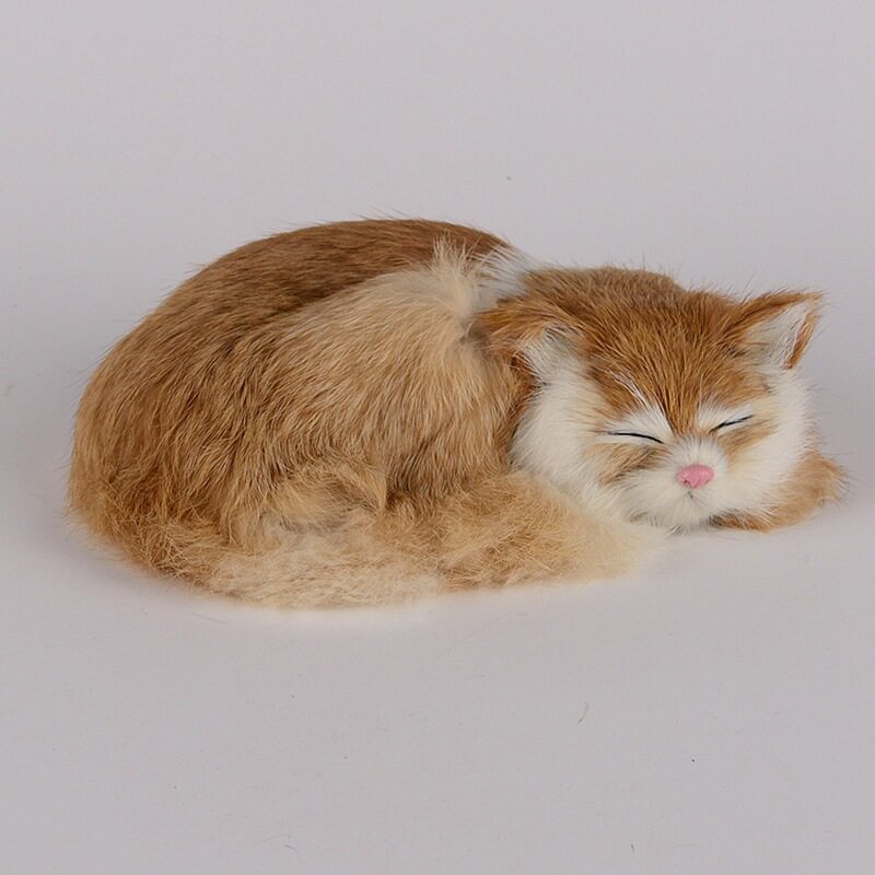 仿真猫模型睡觉小猫皮毛工艺品摆设公仔玩具拍照道具玩偶生日礼物