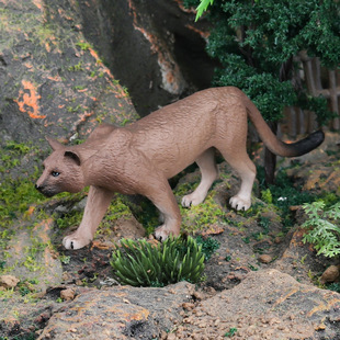 实心山狮子模型仿真野生动物美洲狮羚羊鹿微景观摆件儿童认知教具