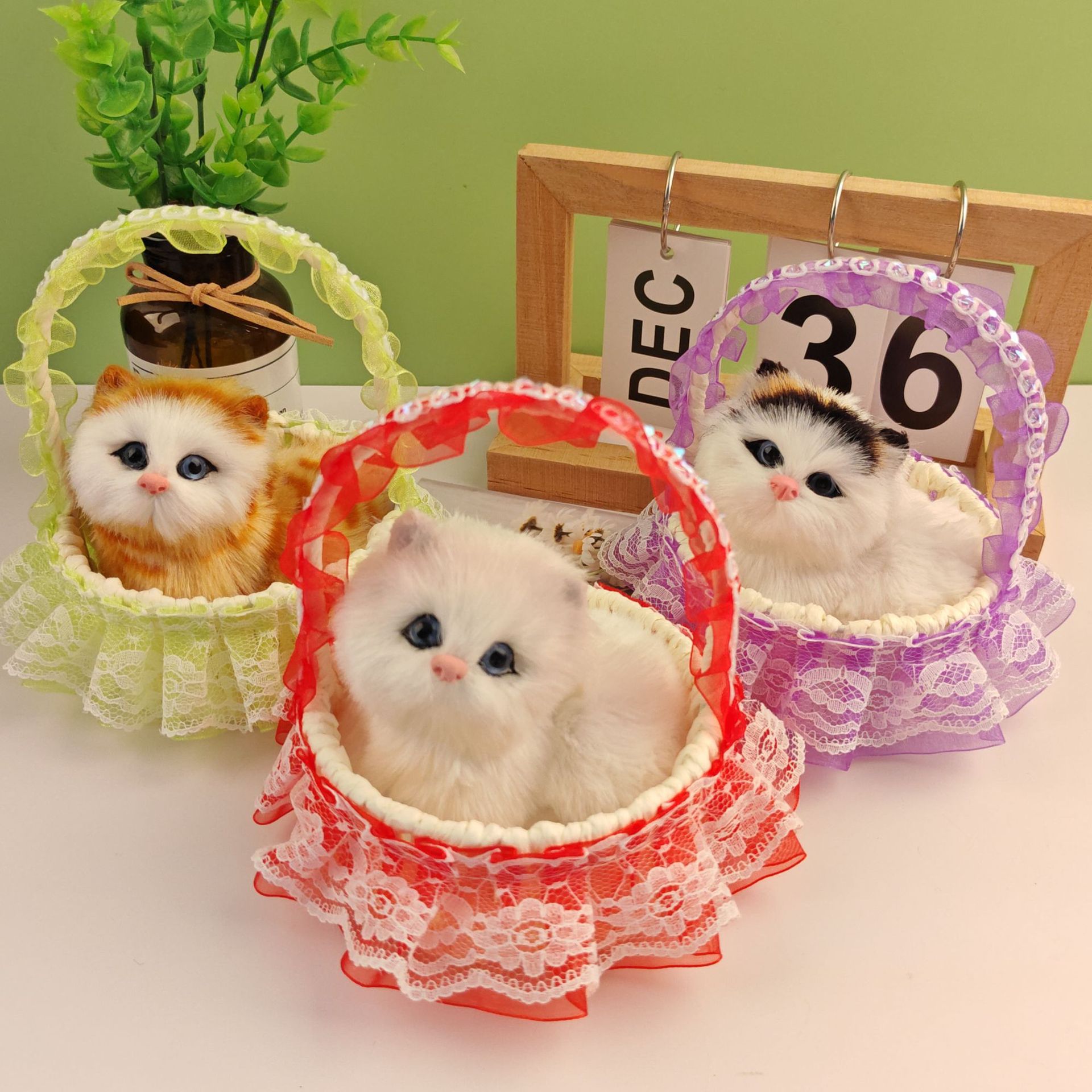 仿真猫咪梦幻提篮会叫小猫3-6岁女孩儿童玩具仿真动物桌面摆件