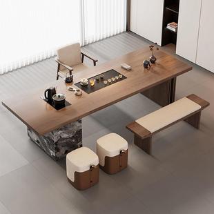 意式极简办公室接待茶桌茶盘一体侘寂风2025新款高端茶桌客厅家用