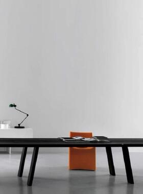 20241216全实木桌极简办公桌黑色桌长桌现会议洽谈桌客厅大板餐桌