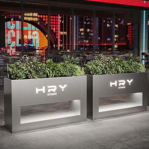 户外铁艺花箱种植箱奶茶咖啡店绿植隔断商业街广场外摆围栏花直销