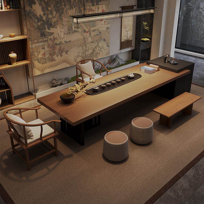 宋代美学实木岛台茶桌新中式家用办公客厅禅意泡茶台2025新款高端