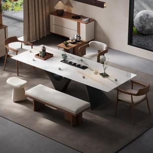 宋代美学奢石茶水茶桌2025设计师新款高端大理石茶台家用客厅会客