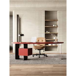 桌马鞍皮办公现轻奢代老板桌设计师款现代简约级感书桌电高造木先