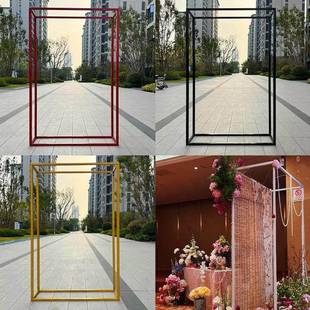 婚庆道具指示牌活动展示架方形拱门铁艺支架子迎宾牌铁架黑色方框