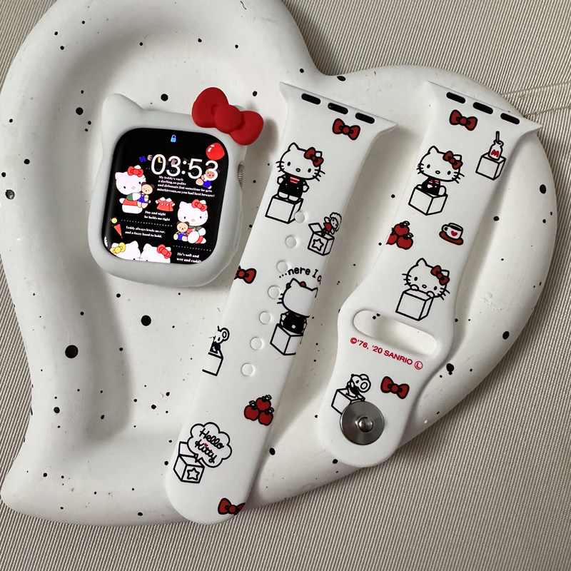 适用applewatch987/SE通用S10苹果表带卡通可爱Ultra49hellokitty
