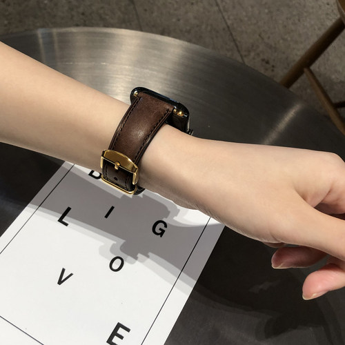 渐变疯马苹果iwatch9表带真皮