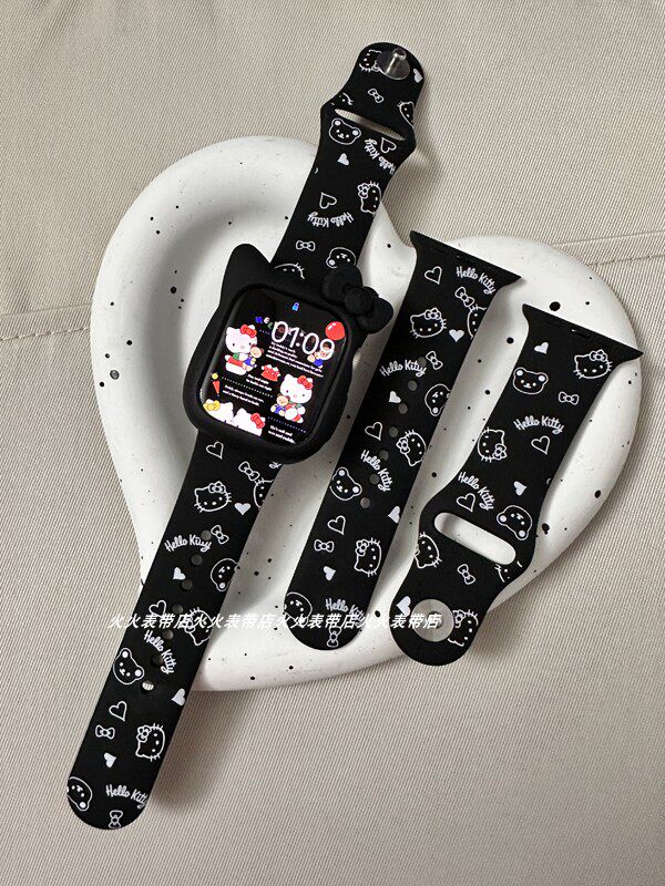 适用applewatch9/8/7/可爱卡通hellokitty苹果SE表带Ultra通用S10