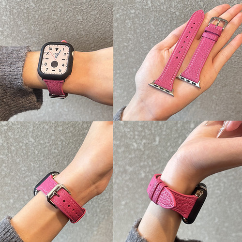 苹果手表通用羊皮瘦身荔枝纹表带