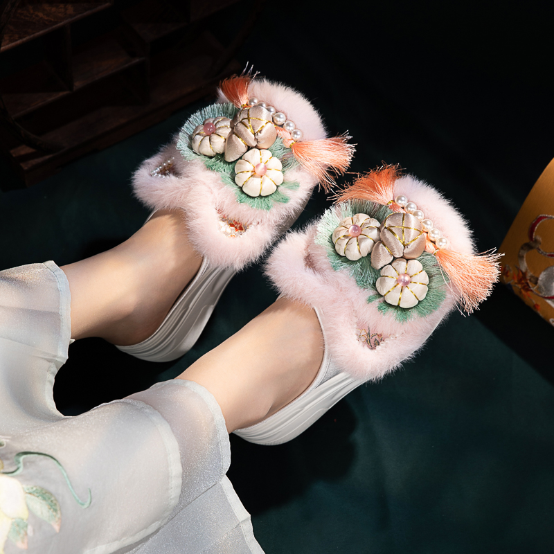 老北京布鞋女民族风亚麻拖鞋居家手工制作大人虎头鞋女中国风布鞋