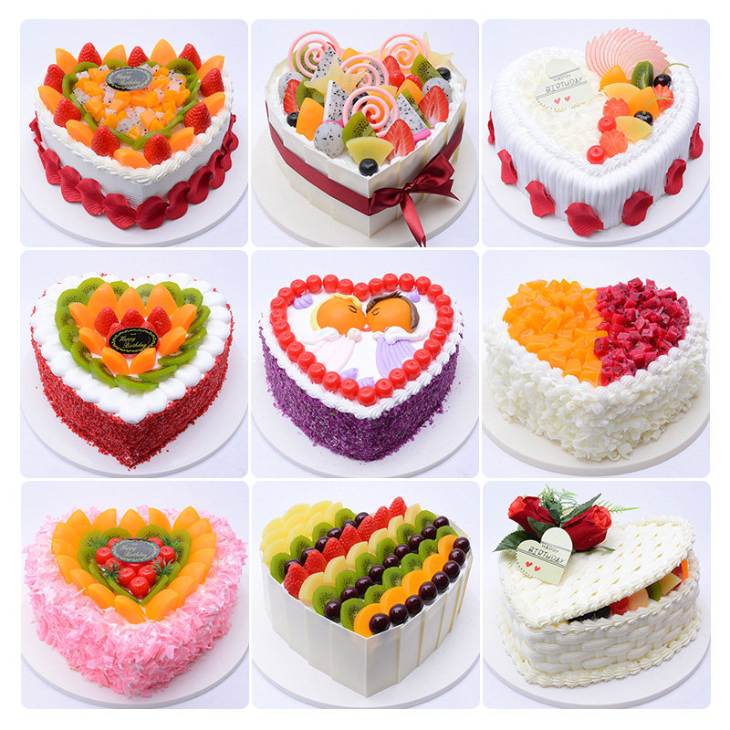 草莓巧克力水果花生碎松露杏仁片粒粒脆心型玫瑰花瓣生日蛋糕模型