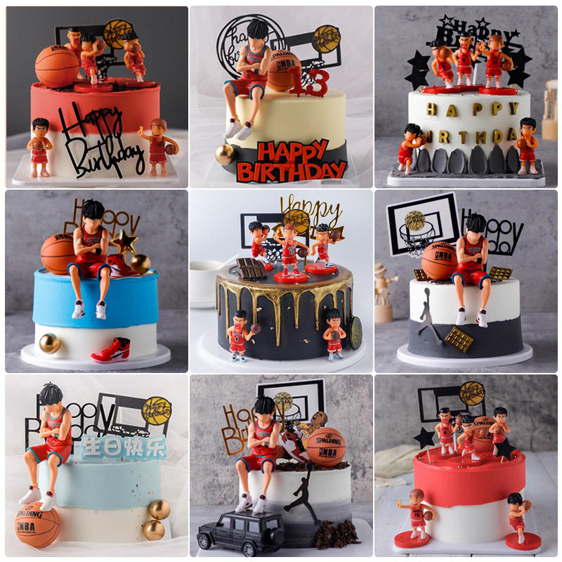 6 8寸网红新款男孩篮球灌篮高手仿真生日蛋糕模型橱窗样品定制
