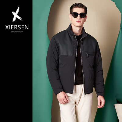 轻奢绵羊皮拼接立领鹅绒羽绒服男