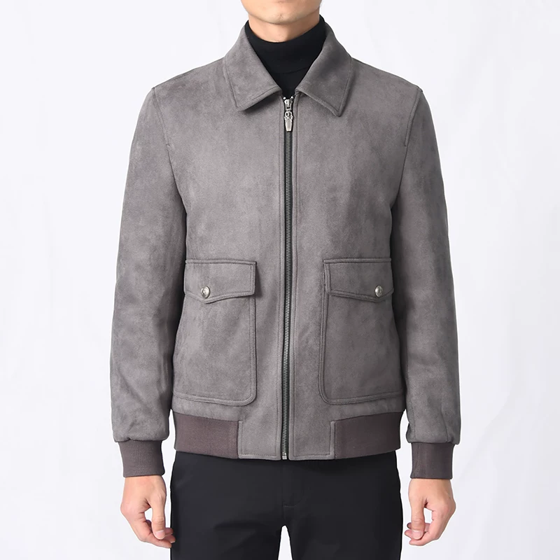 Демисезонная замшевая куртка для отдыха, европейский стиль, slim fit