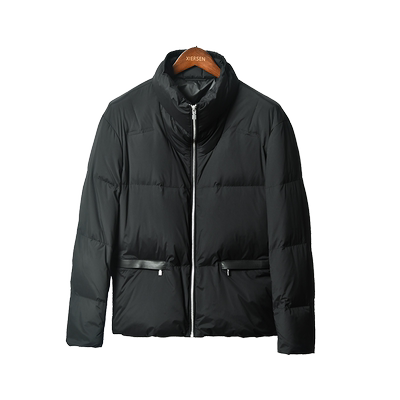 时尚休闲立领短款鹅绒真皮装饰