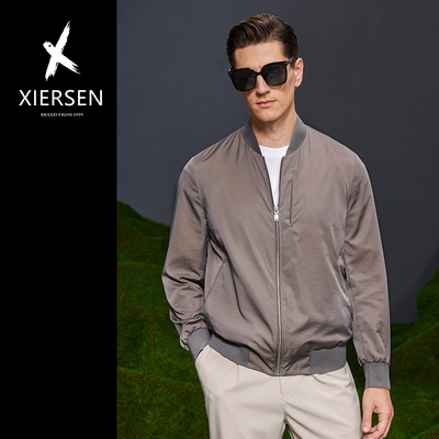 欧洲站春秋新款缎面薄款夹克男