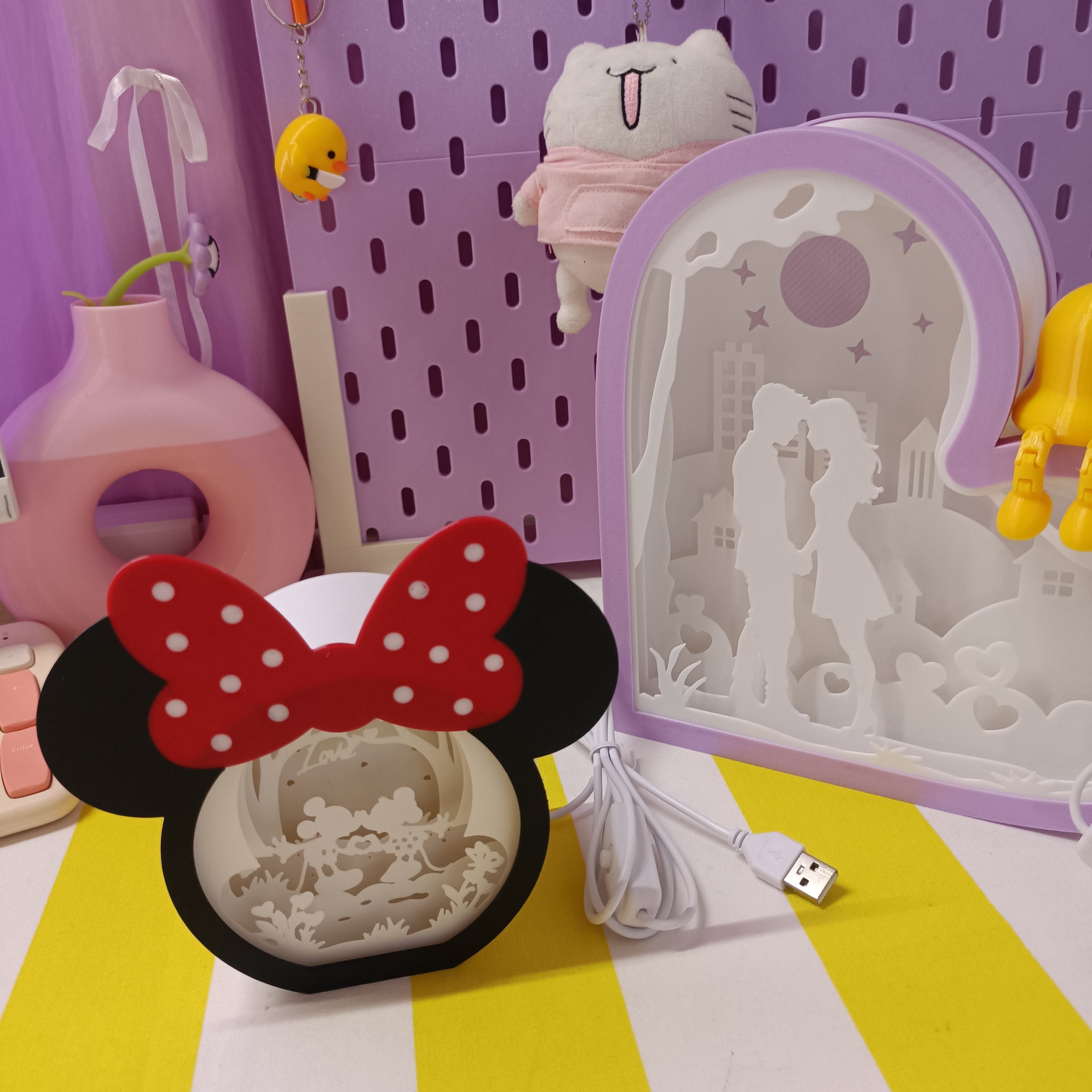 3D打印米奇米妮卡通摆件可爱家居装饰品米奇小夜灯床头桌面小夜灯