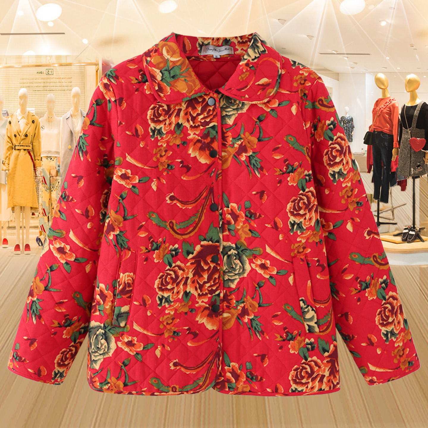 大码棉麻轻薄喜庆夹棉棉衣秋冬款