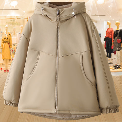 大码女装连帽遮肉棉衣秋冬季棉服
