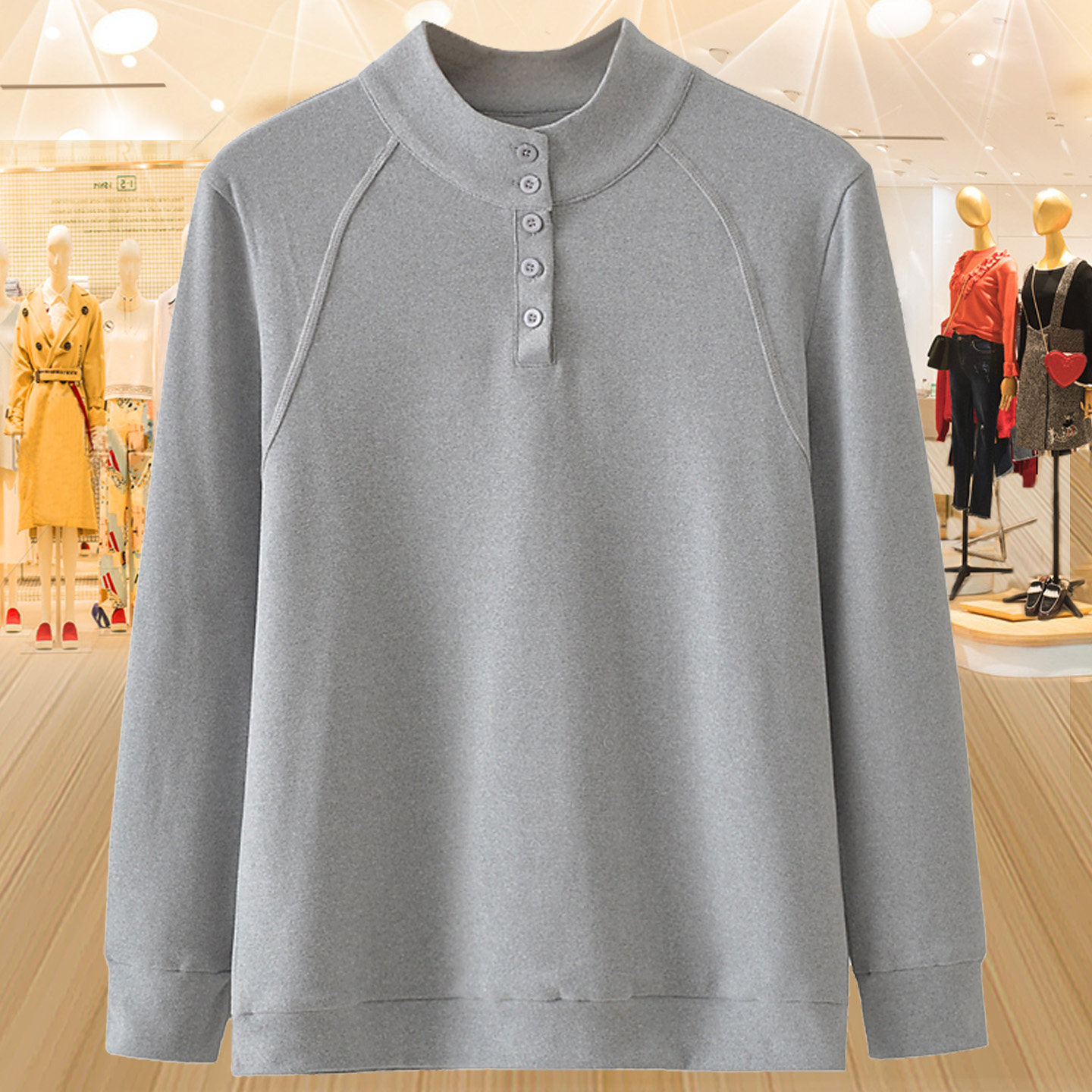 立领开门襟德绒打底衫女大码秋冬新款中老年胖妈妈装宽松保暖上衣,女装/女士精品,大码内搭,淘宝优惠券,粉丝福利购,淘宝优惠卷