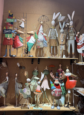 美式乡村复古铁艺兔子天使装饰摆件室内户外庭院花园小院民宿摆设