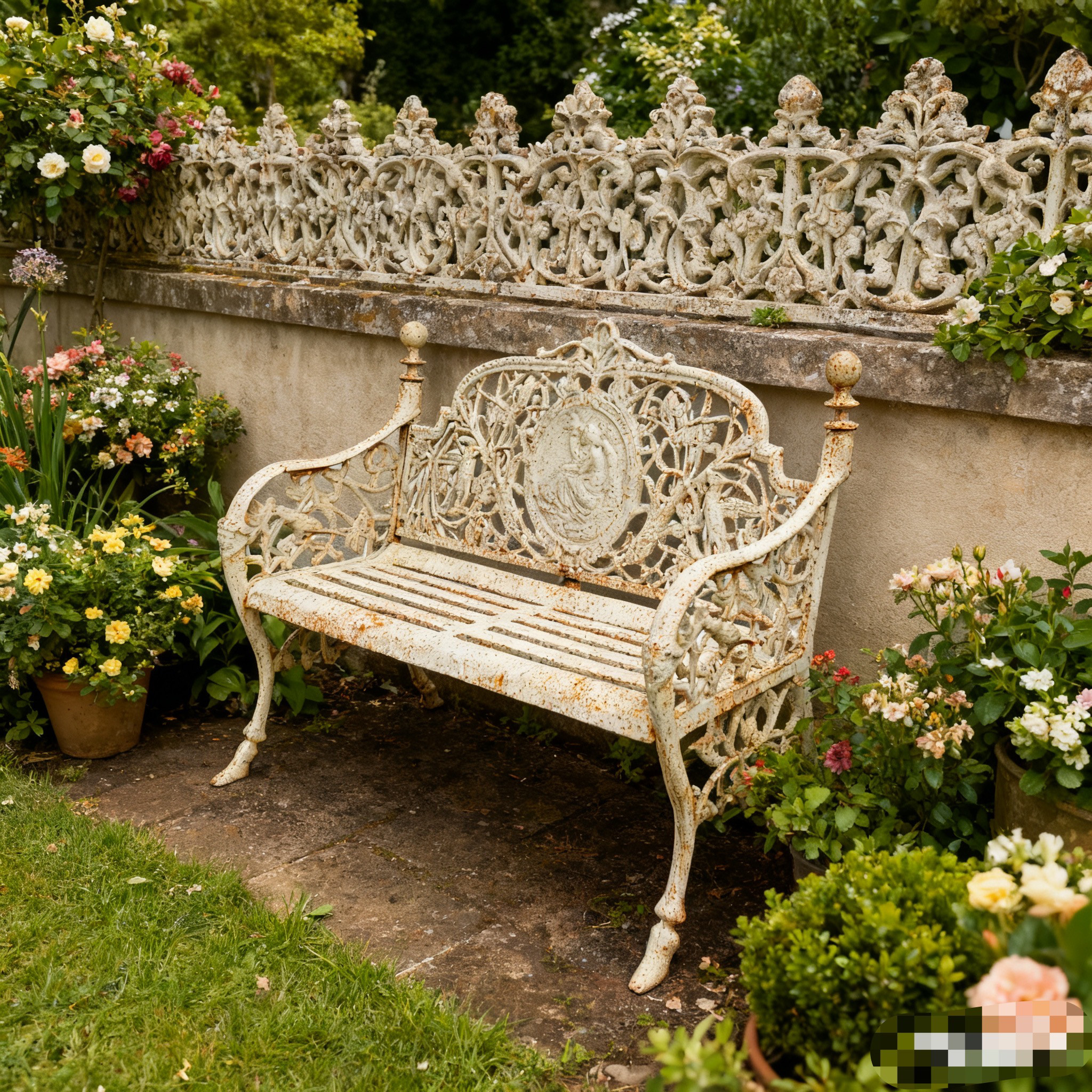 美式乡村复古作旧铸铁花园椅 室内户外阳台花园庭院民宿休闲座椅