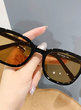 新款gm黑框茶色墨镜男复古潮牌眼睛个性开车太阳镜女防紫外线