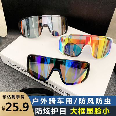 户外骑车防风护眼一体大框太阳镜