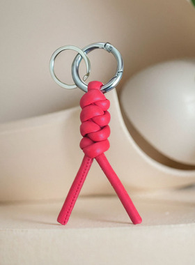 汽车钥匙扣真皮编织金刚结包挂件BV同款男女高档节日礼物情侣