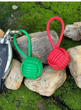 真皮编织球挂件汽车钥匙扣包包挂饰奔驰宝马奥迪耐磨简单情侣礼物