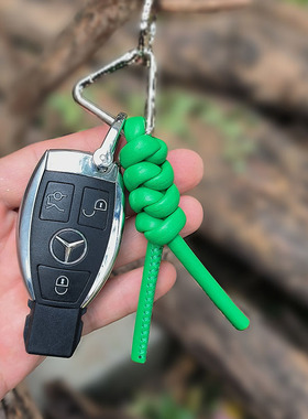 bv三角钥匙扣真皮金刚结鹦鹉绿汽车钥匙挂件男女高档节日礼物