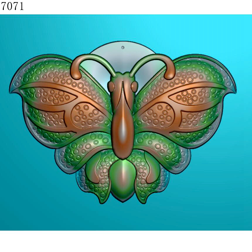 7071立体蝴蝶雕刻北京精雕图jdp玉雕灰度图挂件bmp浮雕图
