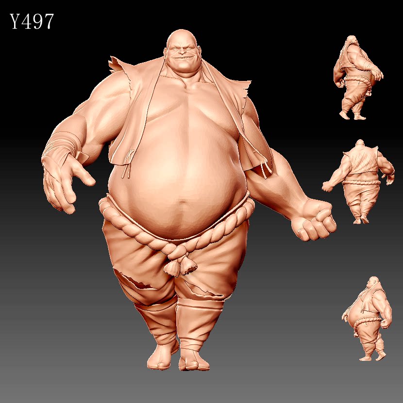 y497雕刻图扫描圆雕图stl3d模型obj三维立体彪形大汉圆雕图