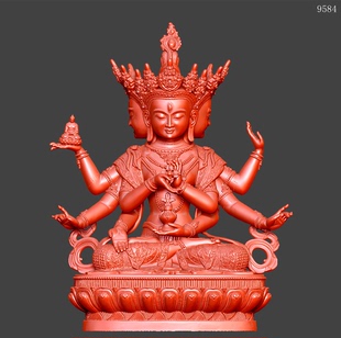 9584八臂观音三维立体圆雕图stl文件3d打印模型精雕图立体图