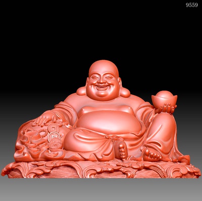 9559元宝弥勒圆雕图雕刻机3D打印素材STL格式模型OBJ精雕