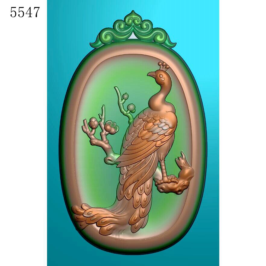 5547仿古花头孔雀梅花百鸟之王雕刻素材北京精雕图jdp灰度图bmp