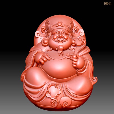 Stl新款坐财神弥勒佛圆雕图笑佛公精雕图浮雕图玉雕图3d打印9841