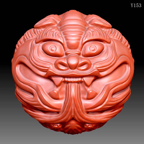 Y153雕刻图三维立体精雕图四轴圆雕图STL3D飞翅貔貅珠子圆雕图