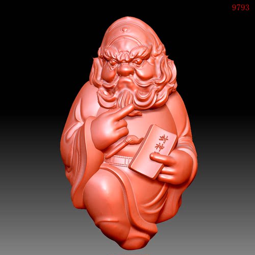 9793钟馗核雕圆雕图3d打印模型三维立体图stl格式数据雕刻图obj