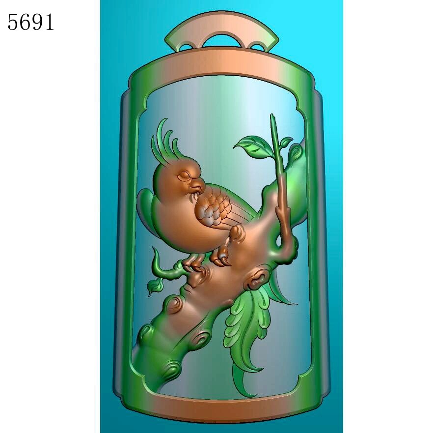 5691弧面鹦鹉牌子雕刻北京精雕图JDP灰度图挂件BMP浮雕浮雕图