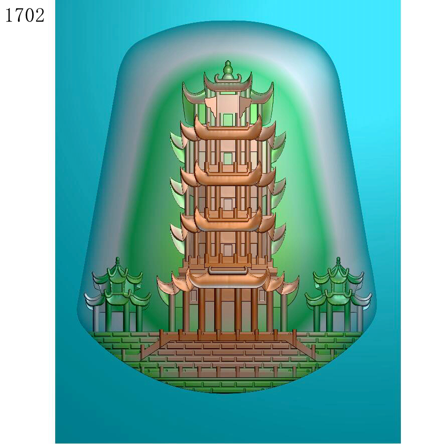 黄鹤楼1702雕刻图北京精雕jdp灰度图bmp挂件素材浮雕图