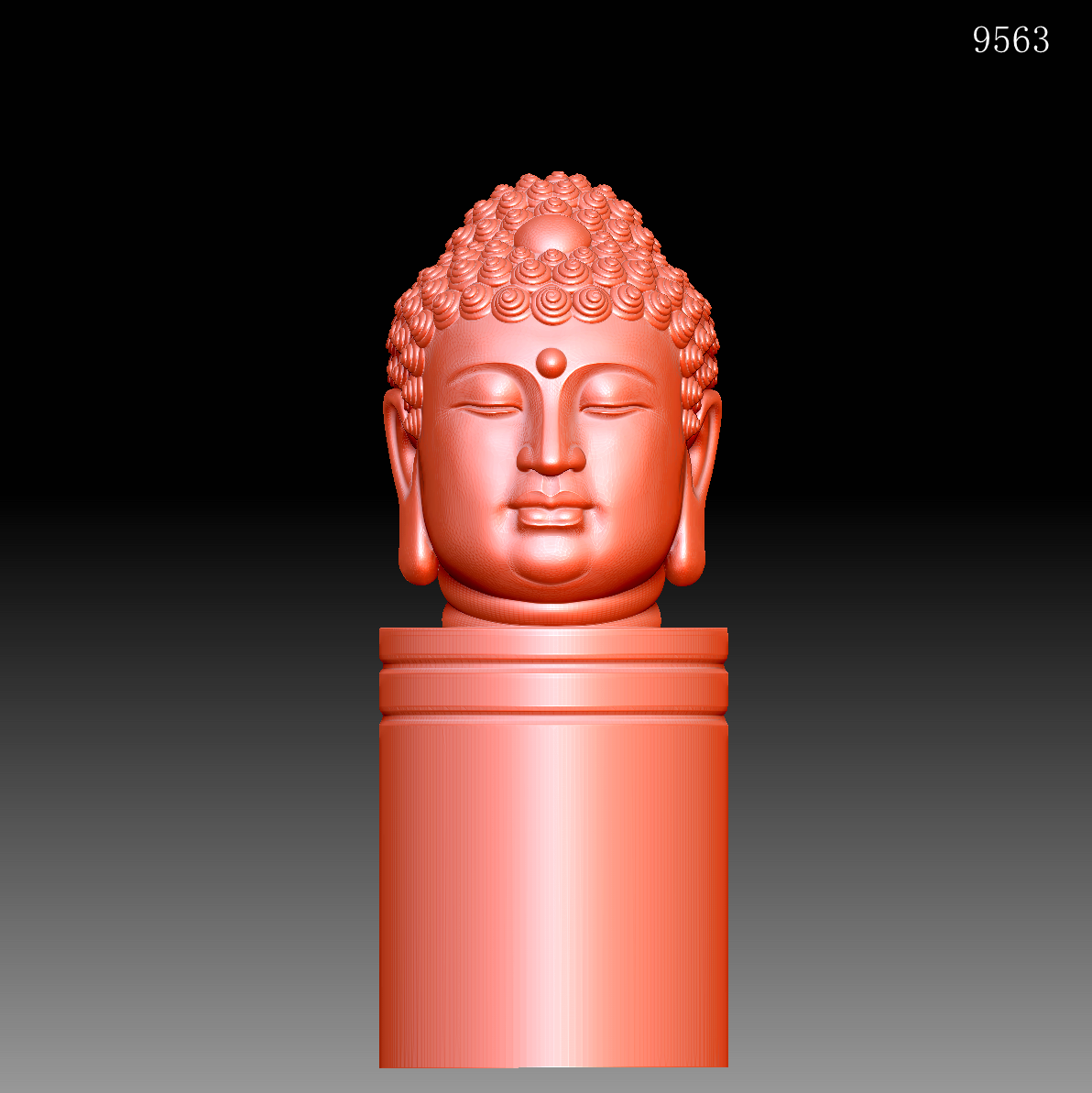 9563佛头印章圆雕图雕刻机3D打印素材STL格式模型图OBJ精雕