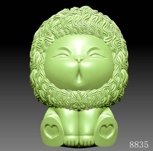 小狮子编号8835圆雕图3d打印模型三维立体图stlobj格式 雕刻图