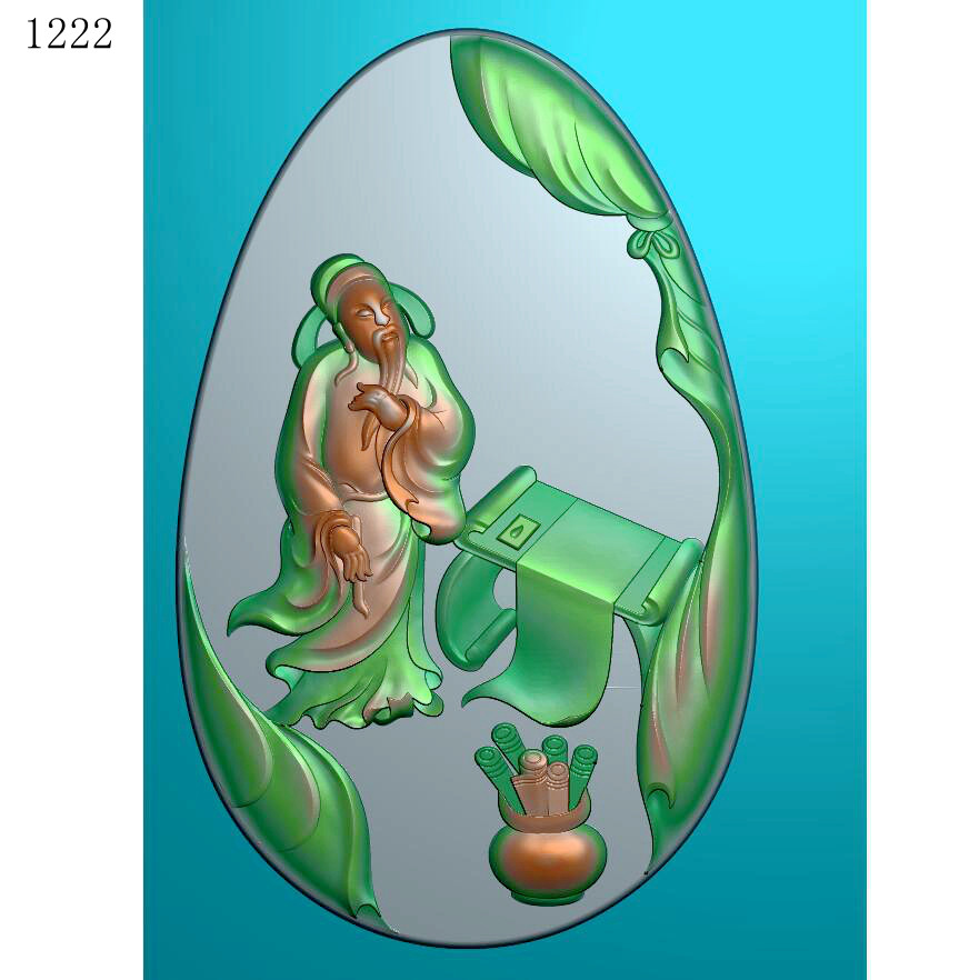 古代画画1222玉雕图雕刻素材北京精雕jdp灰度图bmp挂件浮雕图